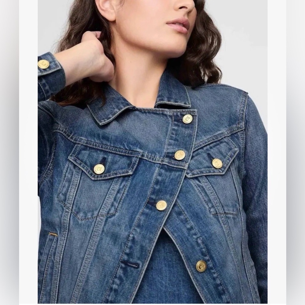 NWT Cult Gaia x Gap Asymmetrical Denim Women's Jeans Jacket Small - Picture 2 of 10